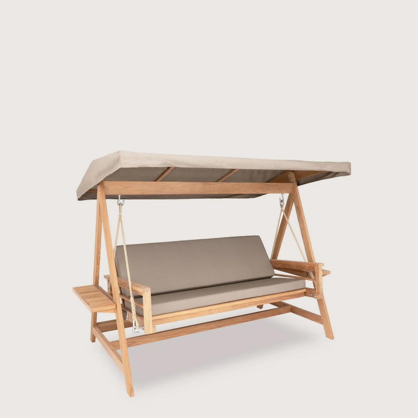Elegant SULTAN Swing Bed with beige canopy and cushioned seat for outdoor relaxation.